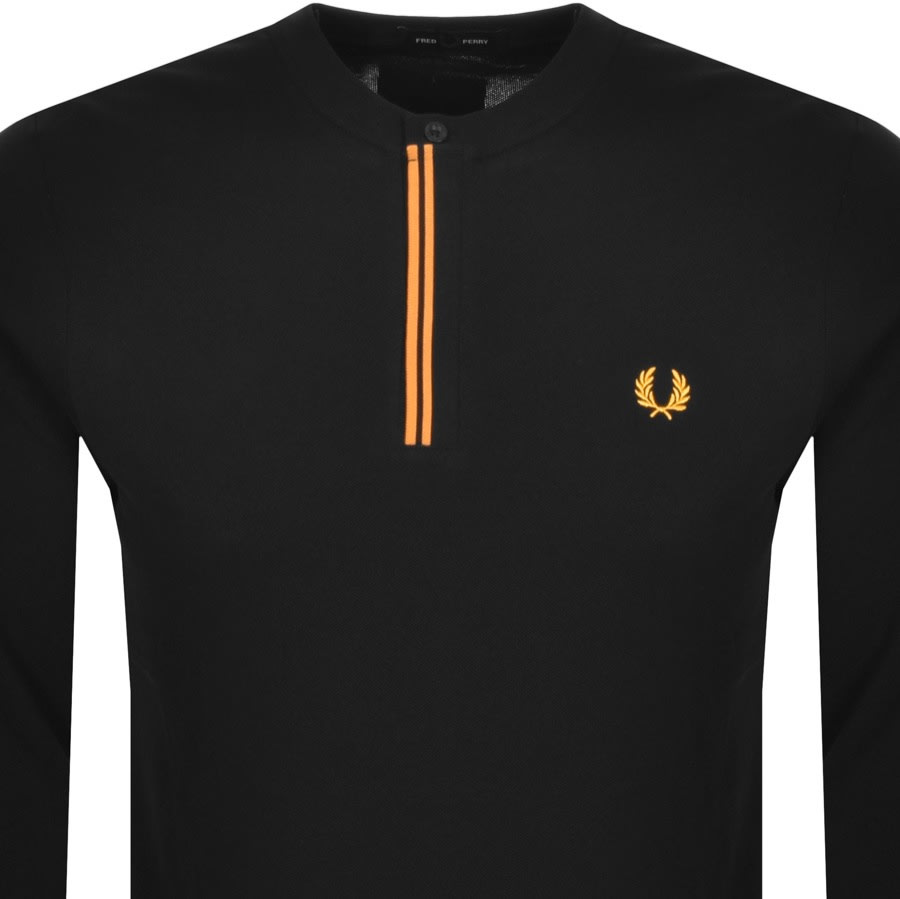 Alternative Image for ProductFred Perry Henley Long Sleeved T Shirt Black2
